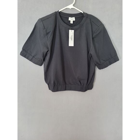 Terea Womens Charlee Elasticated Pullover Cropped Top Black Small - Picture 1 of 7